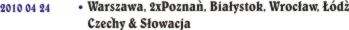 2010 04 24 Wyniki Imprez Turniejowych<br />● Warszawa ● Wrocław ● Białystok ● Olsztyn ● Poznań <br /> Czechy i Słowacja