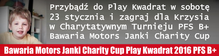 <h2>2016 01 23 Zapowiedzi Turniejowe <br />Bawaria Motors Janki Charity Cup PFS B+ w Play Kwadrat</h2>