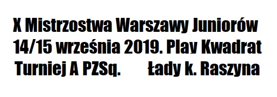 X Mistrzostwa Warszawy Juniorów 2019. PZSq A